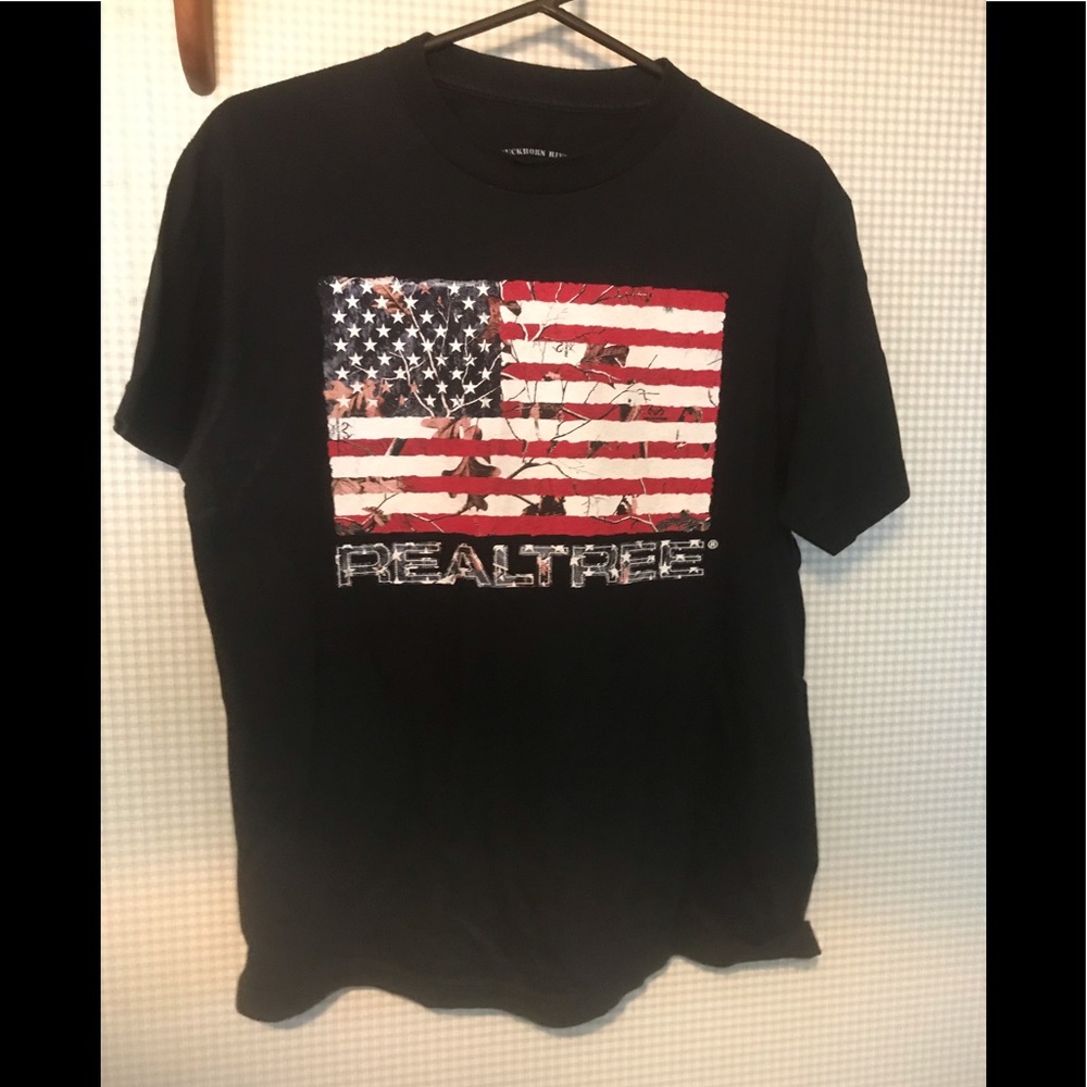 Real Tree American Flag Camo T-Shirt